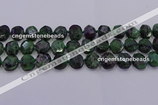CNG5947 10*14mm - 12*16mm faceted freeform ruby zoisite beads