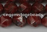 CNG6052 15.5 inches 12mm faceted nuggets brecciated jasper beads