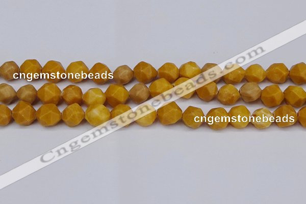 CNG6191 15.5 inches 10mm faceted nuggets yellow jade beads
