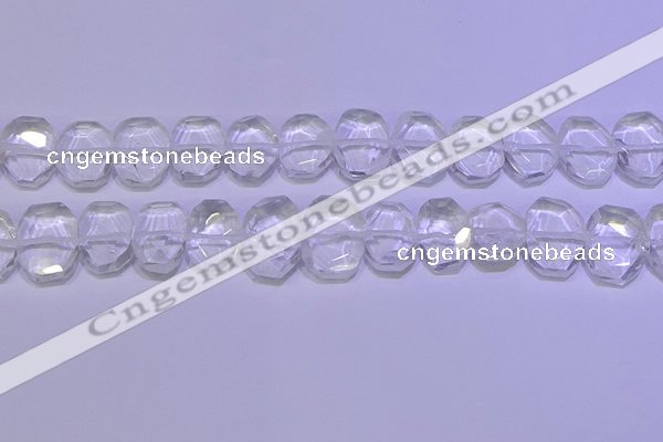 CNG6300 13*18mm - 15*20mm faceted freeform white crystal beads