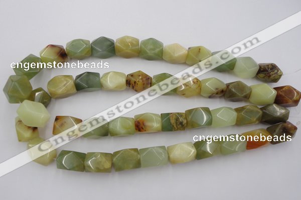 CNG652 15.5 inches 13*18mm faceted nuggets flower jade beads