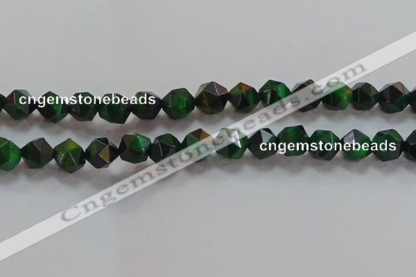 CNG6549 15.5 inches 12mm faceted nuggets green tiger eye beads