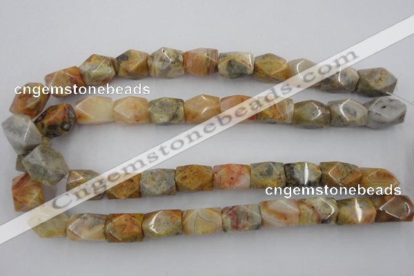 CNG656 15.5 inches 13*18mm faceted nuggets crazy lace agate beads
