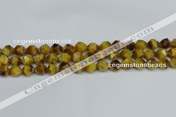 CNG7307 15.5 inches 10mm faceted nuggets golden tiger eye beads