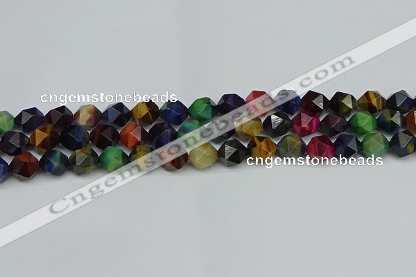 CNG7332 15.5 inches 10mm faceted nuggets mixed tiger eye beads