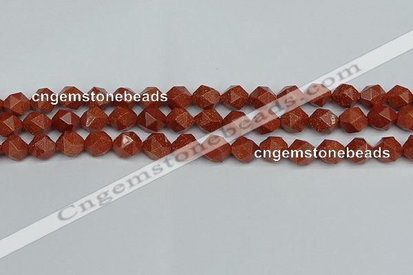 CNG7402 15.5 inches 10mm faceted nuggets goldstone beads