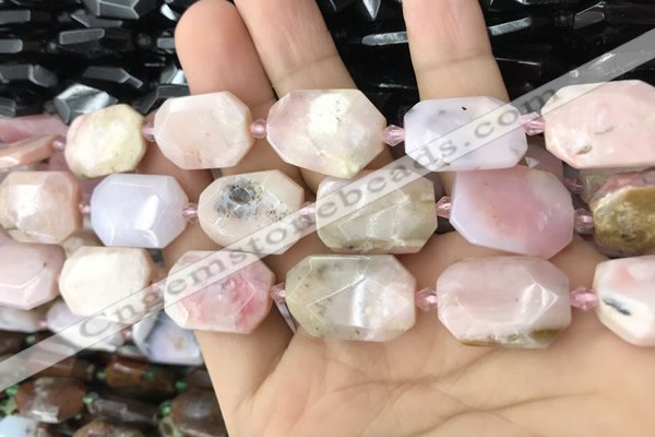 CNG7891 13*18mm - 18*25mm faceted freeform pink opal beads