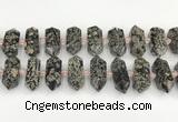 CNG8920 10*25mm - 15*30mm faceted nuggets red snowflake obsidian beads