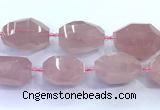 CNG8977 15 inches 25*35mm - 30*40mm faceted nuggets rose quartz beads