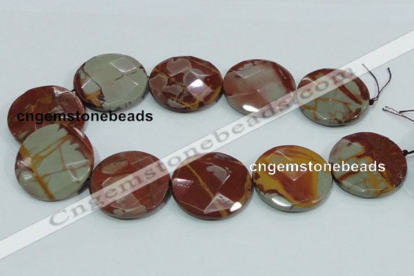 CNJ02 15.5 inches 40mm faceted coin natural noreena jasper beads
