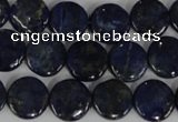 CNL452 15.5 inches 12mm flat round natural lapis lazuli beads