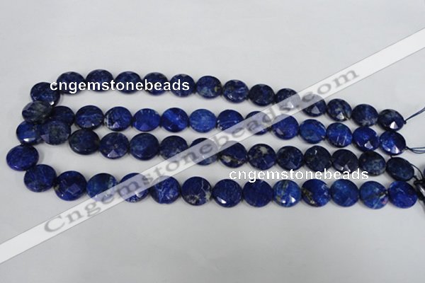 CNL472 15.5 inches 14mm faceted coin natural lapis lazuli beads