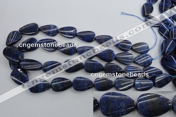 CNL985 15.5 inches 17*25mm twisted flat teardrop natural lapis lazuli beads