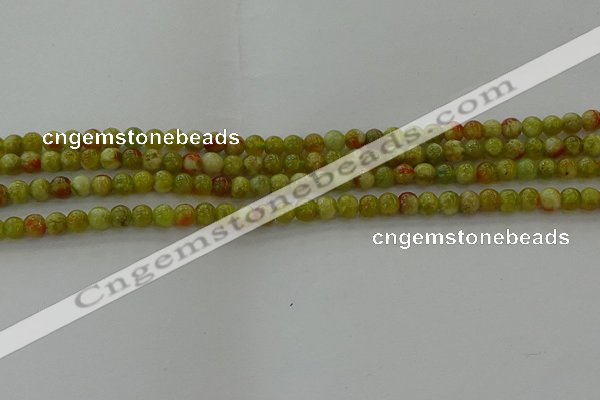 CNS600 15.5 inches 4mm round green dragon serpentine jasper beads