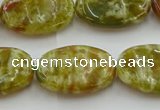CNS634 15.5 inches 15*20mm oval green dragon serpentine jasper beads