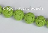 CNT08 16 inches 12mm carved round natural turquoise beads wholesale