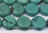 CNT560 15.5 inches 10mm flat round turquoise gemstone beads