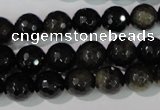 COB265 15.5 inches 10mm faceted round golden obsidian beads