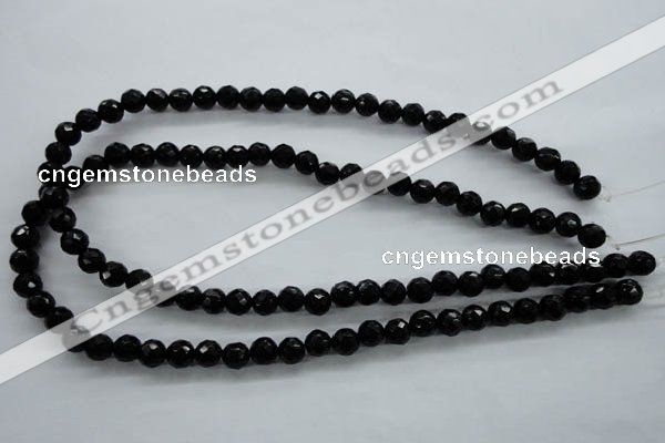 COB353 15.5 inches 8mm faceted round black obsidian beads