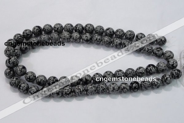 COB53 15.5 inches 12mm round Chinese snowflake obsidian beads