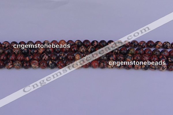 COB661 15.5 inches 6mm round red snowflake obsidian beads