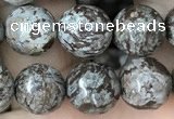 COB693 15.5 inches 10mm faceted round Chinese snowflake obsidian beads