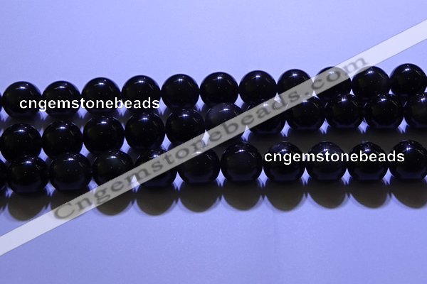 COB715 15.5 inches 14mm round ice black obsidian beads wholesale