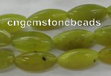COJ107 15.5 inches 10*20mm trihedron olive jade beads wholesale