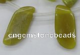 COJ112 Top-drilled 14*30mm wavy marquise olive jade beads