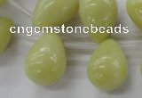 COJ114 Top-drilled 16*22mm teardrop olive jade beads wholesale