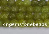 COJ409 15.5 inches 6mm faceted round olive jade beads