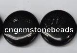 CON47 15.5 inches 25mm flat round black onyx gemstone beads