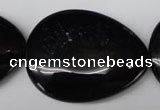 CON55 15.5 inches 30*40mm flat teardrop black onyx gemstone beads