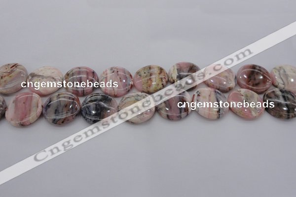 COP1262 15.5 inches 14mm flat round natural pink opal gemstone beads