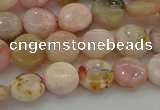 COP1293 15.5 inches 8mm flat round natural pink opal beads