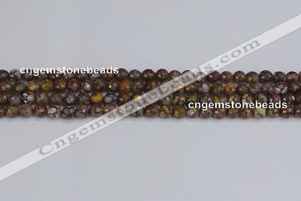 COP1387 15.5 inches 6mm faceted round fire lace opal beads