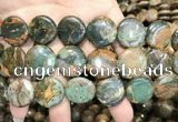COP1648 15.5 inches 20mm flat round green opal gemstone beads