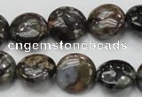 COP271 15.5 inches 16mm flat round natural grey opal gemstone beads