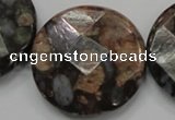 COP281 15.5 inches 40mm faceted round natural grey opal gemstone beads
