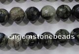 COP463 15.5 inches 10mm faceted round natural grey opal gemstone beads