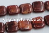COP527 15.5 inches 14*14mm square red opal gemstone beads wholesale