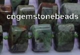 COP695 15.5 inches 11*15*15mm faceted triangle green opal gemstone beads