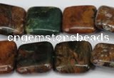 COP765 15.5 inches 20*20mm square green opal gemstone beads