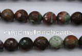 COP964 15.5 inches 12mm faceted round green opal gemstone beads