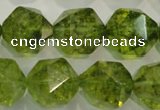 COQ120 15.5 inches 16mm faceted nuggets dyed olive quartz beads