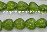COQ32 15.5 inches 18*18mm heart dyed olive quartz beads wholesale