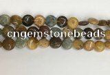 COS244 15.5 inches 12mm flat round ocean stone beads wholesale