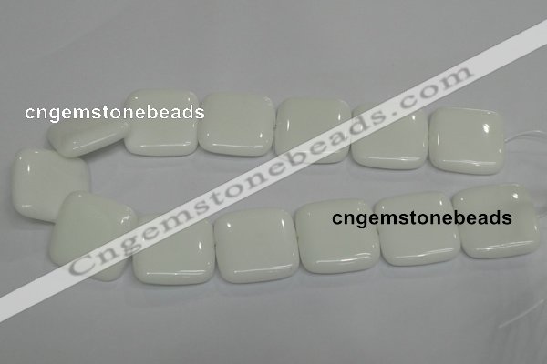 CPB117 15.5 inches 30*30mm square white porcelain beads wholesale