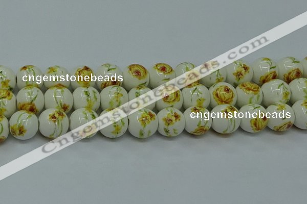 CPB565 15.5 inches 14mm round Painted porcelain beads