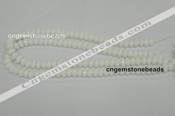 CPB59 15.5 inches 6*10mm faceted rondelle white porcelain beads